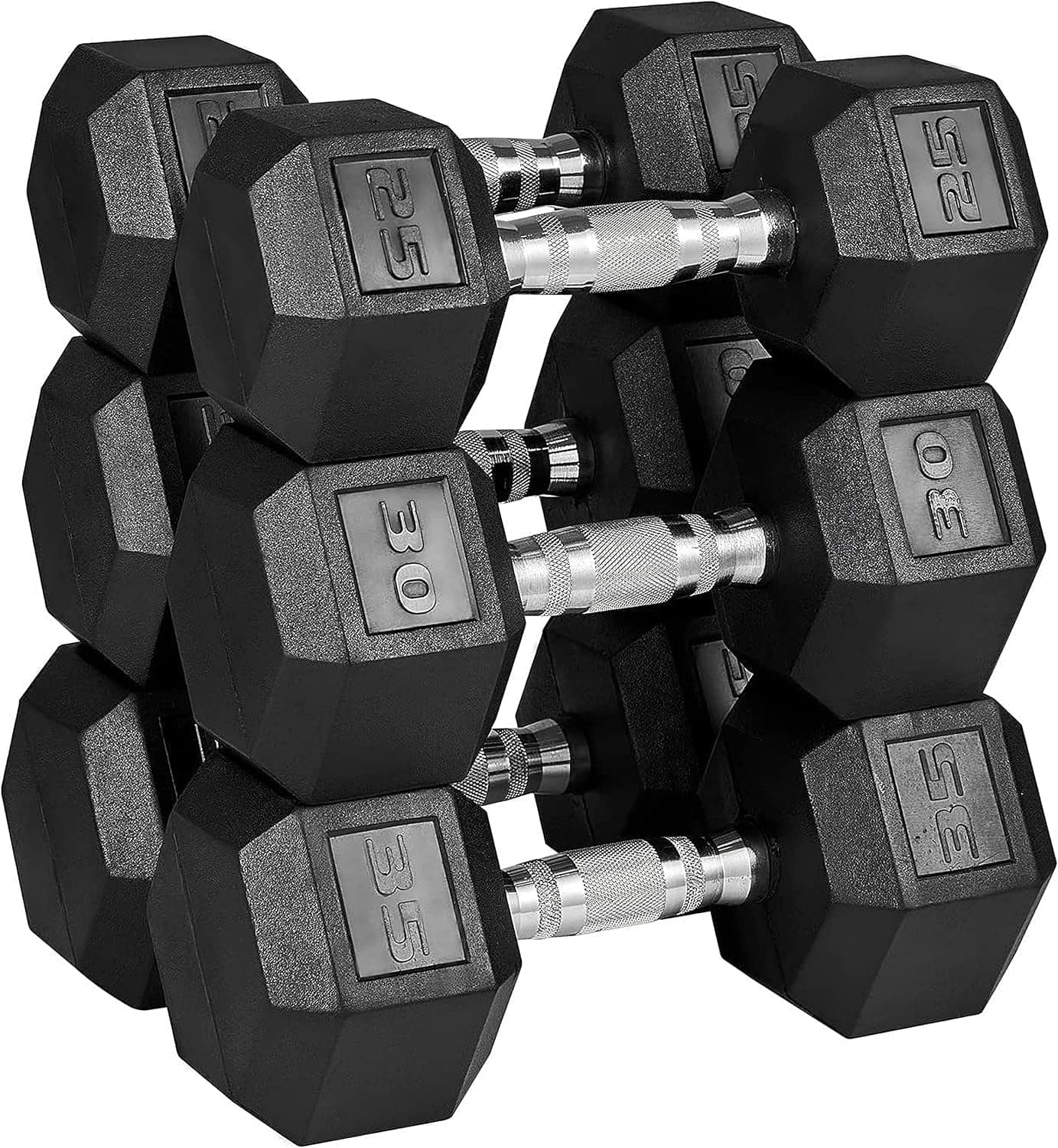 MAGMA Premium Rubber Hex Dumbbell Set – 5lb to 50lb Pairs | Non-Rolling Hex Design, Ergonomic Grip, Floor-Safe Coating - FitCore Supply