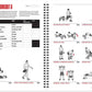 Workout plan book with exercise illustrations and text on a white background
