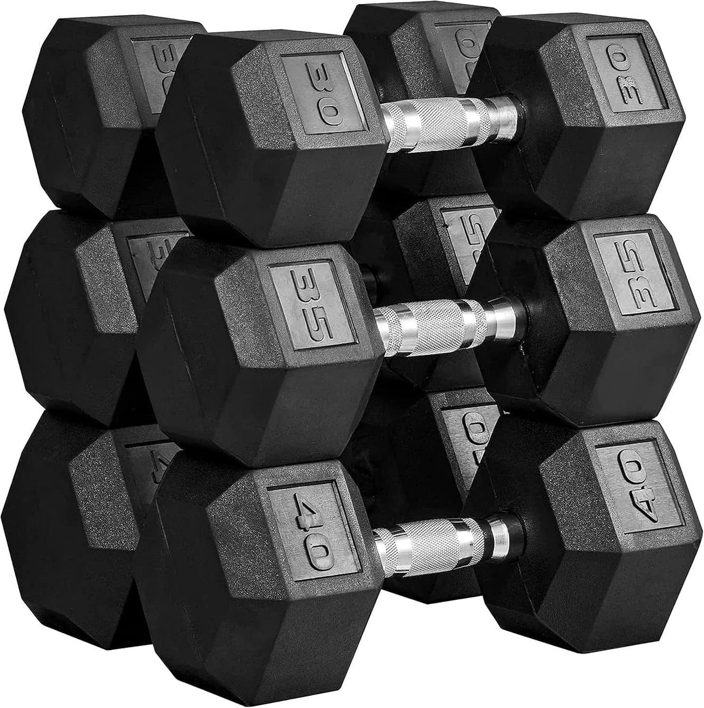 MAGMA Premium Rubber Hex Dumbbell Set – 5lb to 50lb Pairs | Non-Rolling Hex Design, Ergonomic Grip, Floor-Safe Coating - FitCore Supply