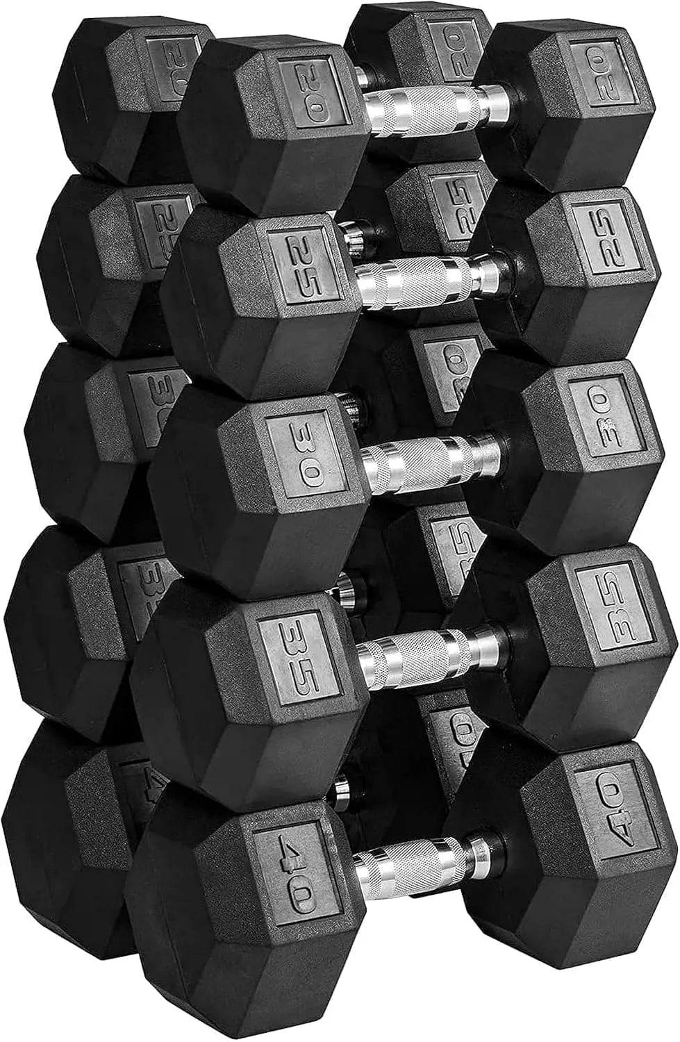 MAGMA Premium Rubber Hex Dumbbell Set – 5lb to 50lb Pairs | Non-Rolling Hex Design, Ergonomic Grip, Floor-Safe Coating - FitCore Supply