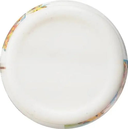 Round object with colorful pattern on a white background