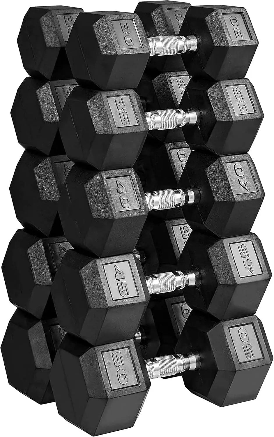 MAGMA Premium Rubber Hex Dumbbell Set – 5lb to 50lb Pairs | Non-Rolling Hex Design, Ergonomic Grip, Floor-Safe Coating - FitCore Supply