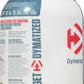 Dymatize protein powder container with visible branding and text