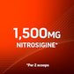 Product packaging with '1,500 MG Nitrosigine' text on a red background