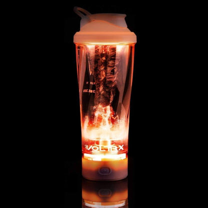 Shaker bottle with a glowing interior on a black background