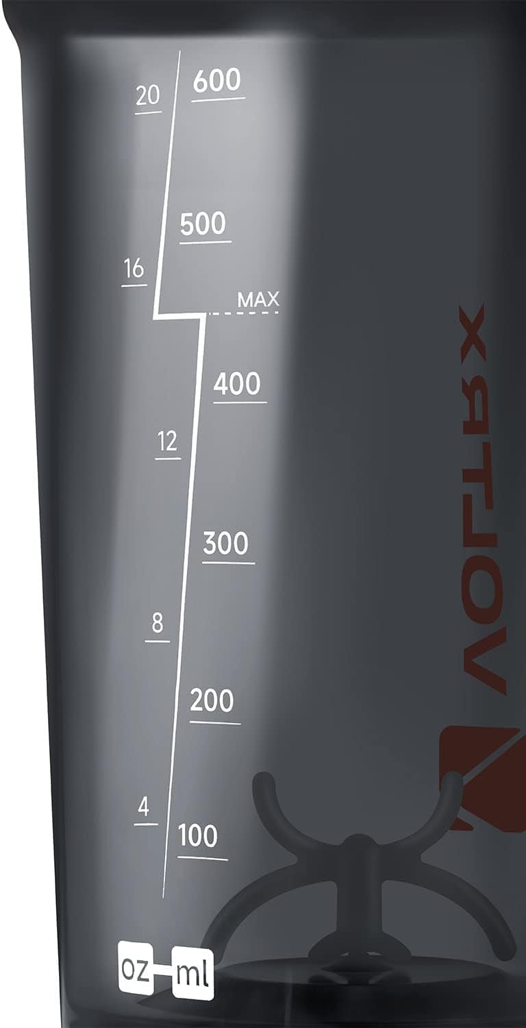Black shaker bottle with measurement markings and Xtarv branding.