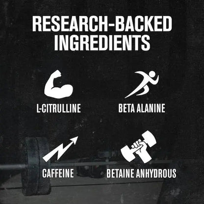 Black background with white text and icons related to research-backed ingredients for a supplement.