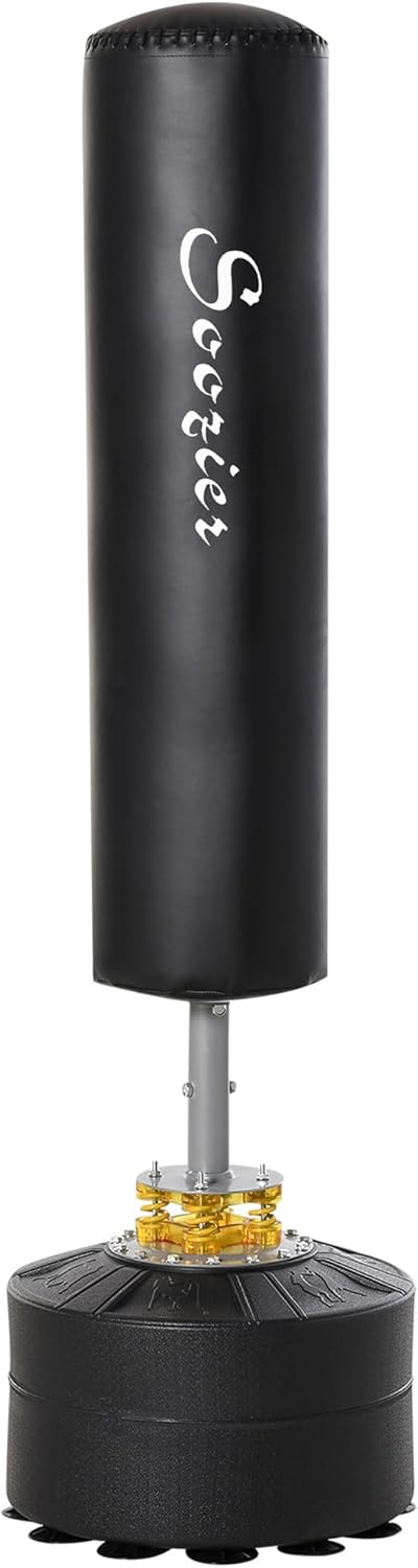 Black punching bag with 'Scorpio' branding on a white background