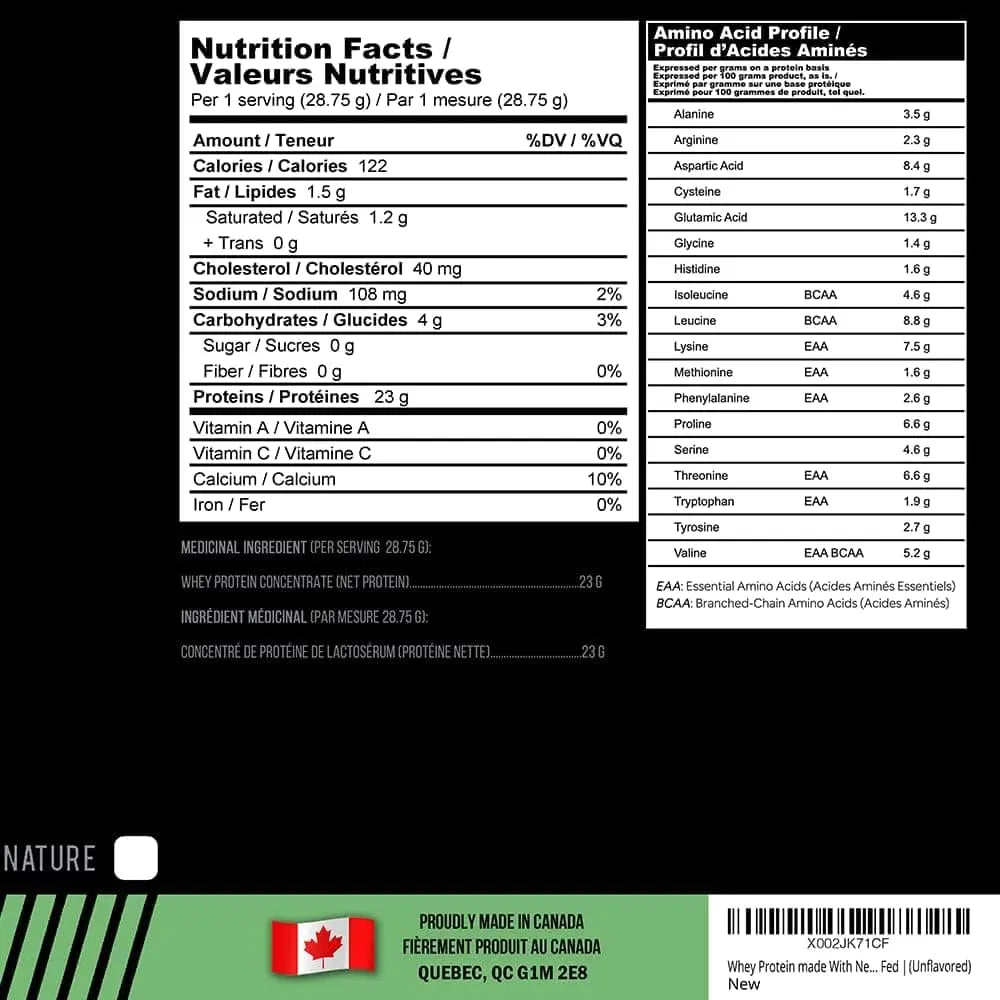 ProteinCo Grass-Fed Whey Protein Powder – 4lb (23g Protein/Serving, Gluten-Free, Made in Canada)