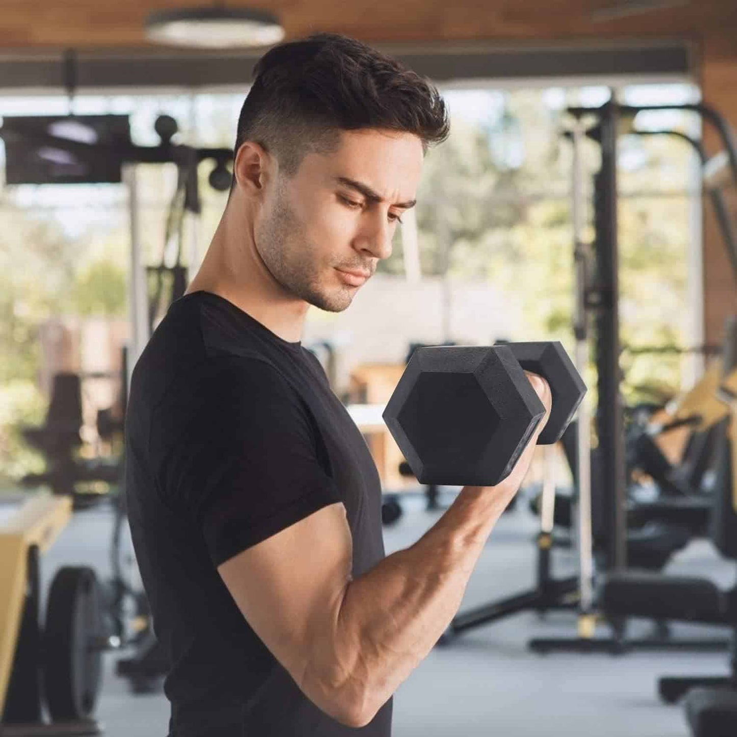 MAGMA Premium Rubber Hex Dumbbell Set – 5lb to 50lb Pairs | Non-Rolling Hex Design, Ergonomic Grip, Floor-Safe Coating - FitCore Supply