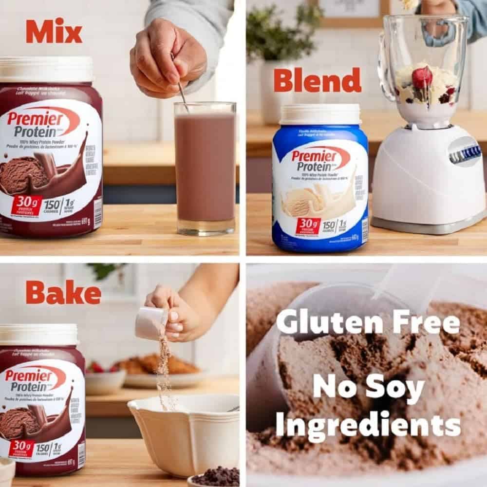 Premier Protein Powder – Chocolate & Vanilla Milkshake – 30g Whey Protein, 1g Sugar, Keto Friendly, Gluten Free – 17 Servings Premier Protein