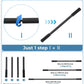 Exercise stick with assembly instructions and product details on a blue background
