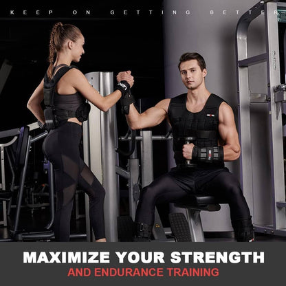 Two people in a gym setting with fitness equipment, promoting strength and endurance training.
