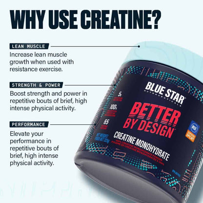 Blue Star Nutraceuticals Creatine Monohydrate Powder – 325g, 65 Servings – NSF Certified for Sport Blue Star Nutraceuticals