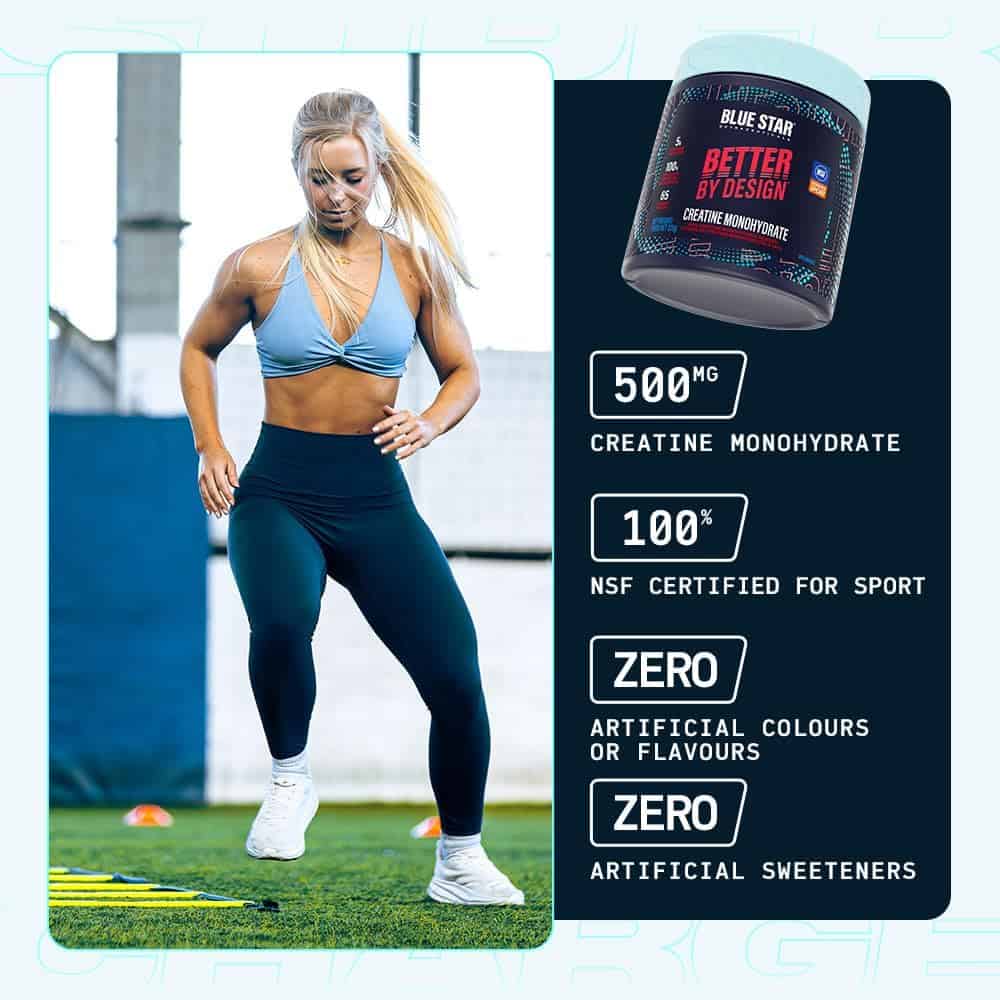 Blue Star Nutraceuticals Creatine Monohydrate Powder – 325g, 65 Servings – NSF Certified for Sport Blue Star Nutraceuticals