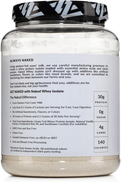 Whey protein isolate container with label and branding