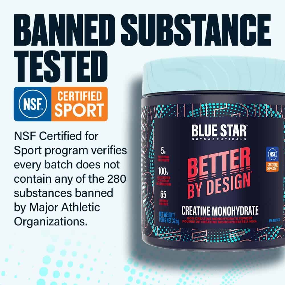 Blue Star Nutraceuticals Creatine Monohydrate Powder – 325g, 65 Servings – NSF Certified for Sport Blue Star Nutraceuticals