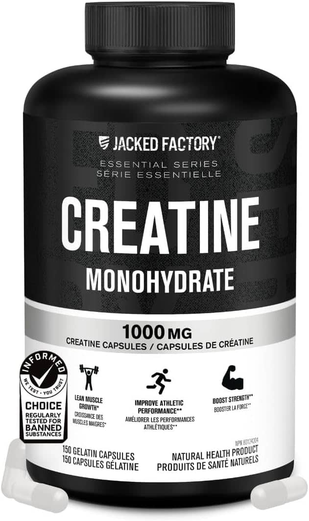 Jacked Factory Creatine Monohydrate supplement bottle on a white background