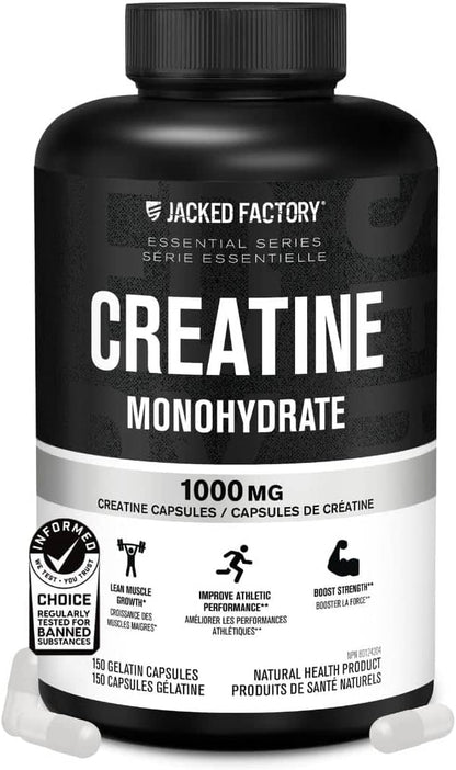 Jacked Factory Creatine Monohydrate supplement bottle on a white background