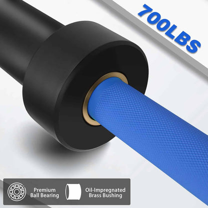 Blue resistance band with black handle displaying '700LBS' on a white background