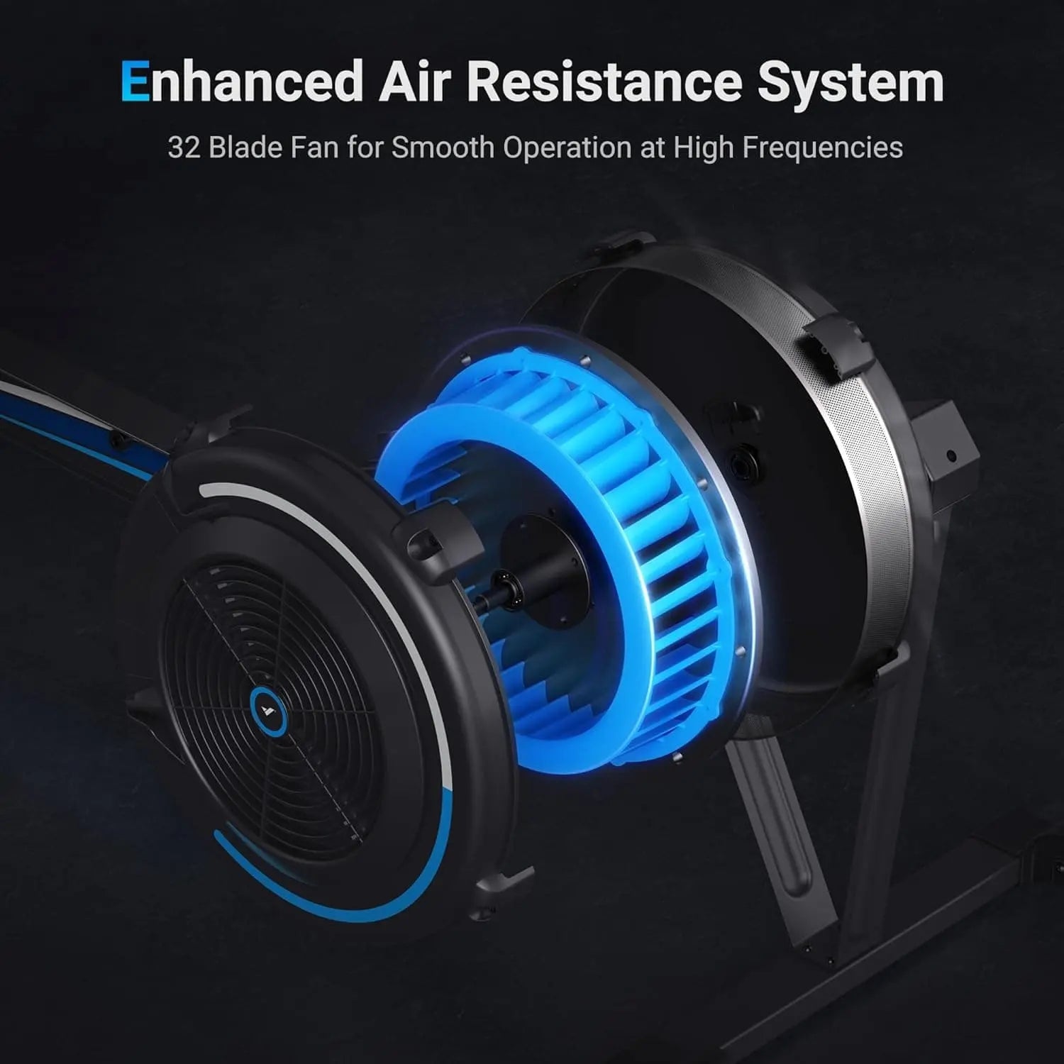 32 blade fan with enhanced air resistance system on a dark background