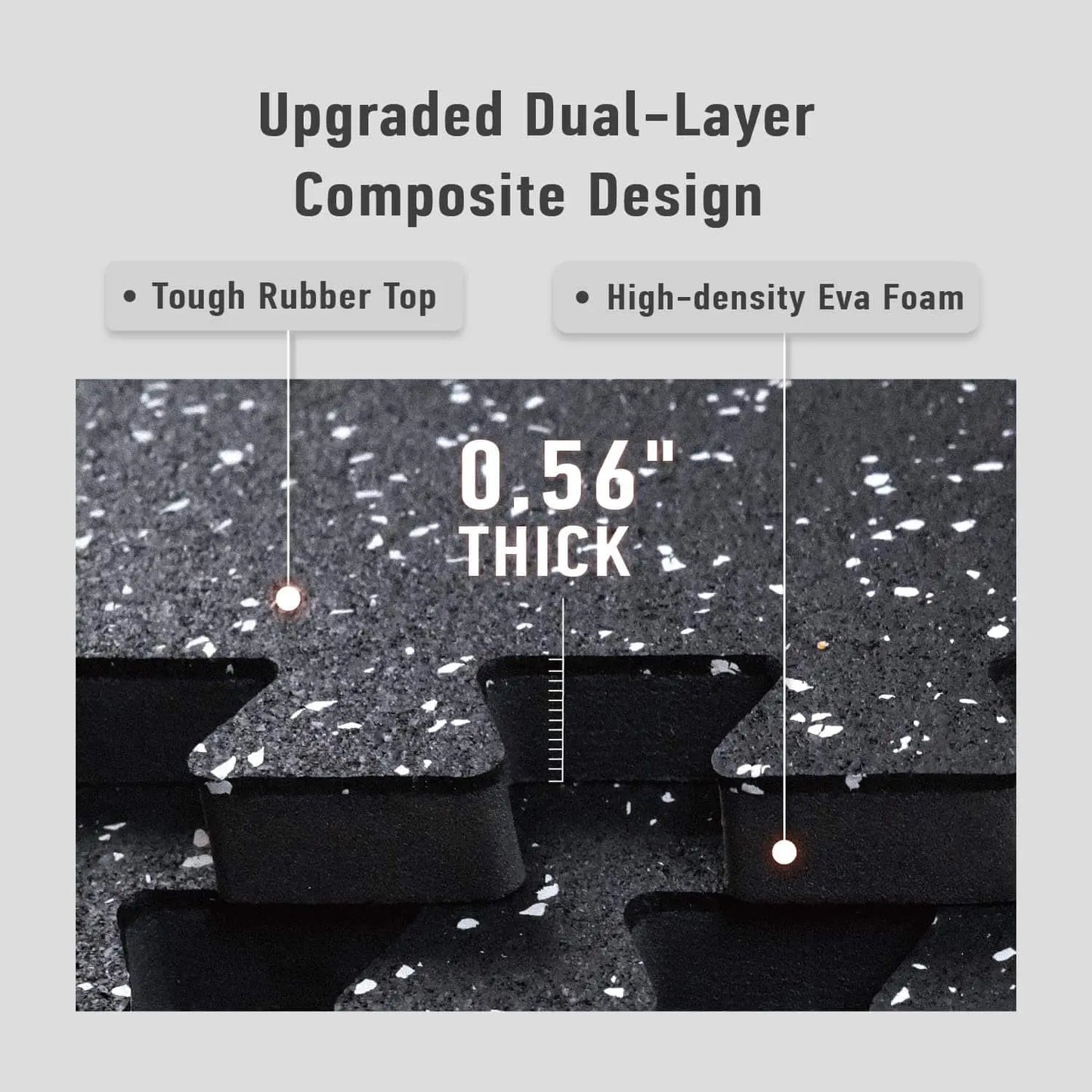 AIRHOP Interlocking Gym Floor Mats – 48 Sq Ft, Rubber Top & EVA Foam, 0.56” Thick AIRHOP