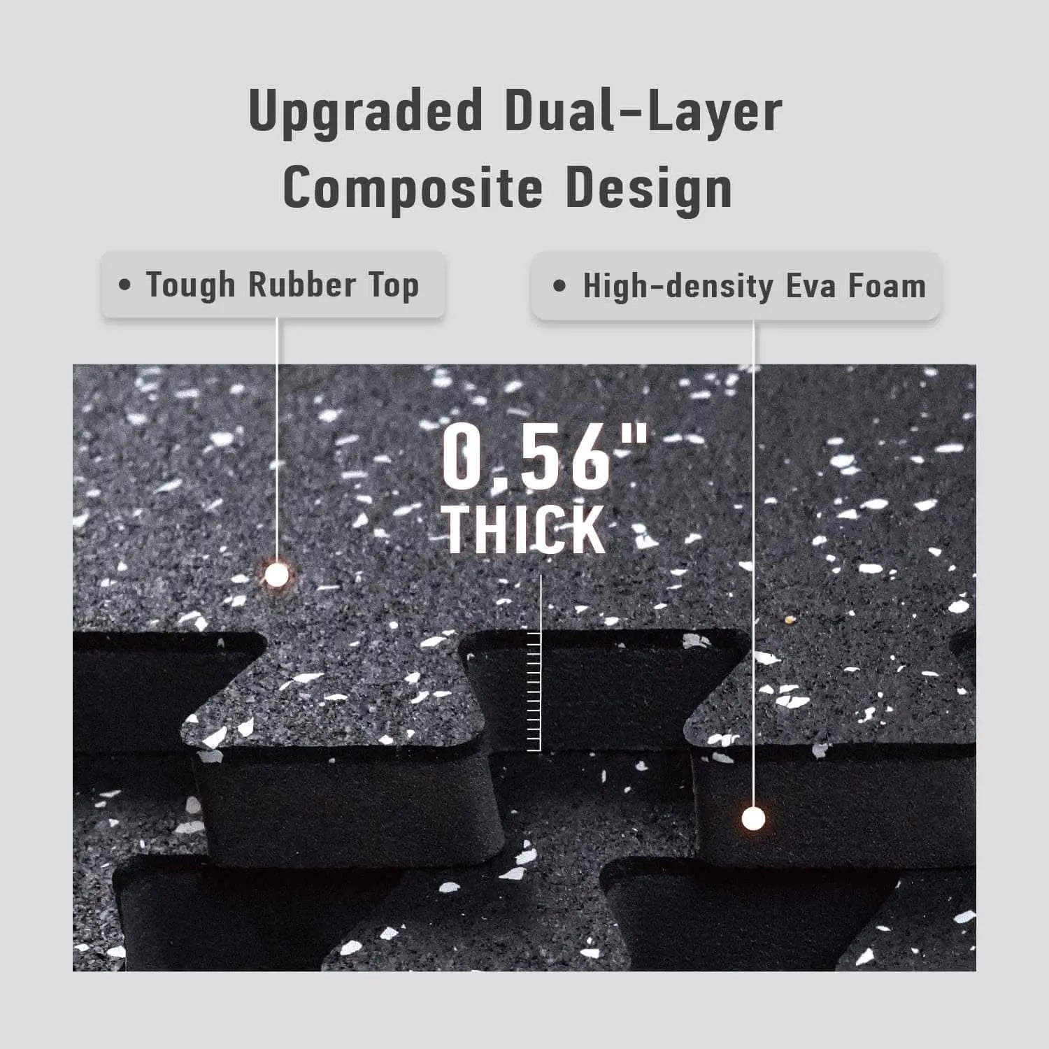 AIRHOP Interlocking Gym Floor Mats – 48 Sq Ft, Rubber Top & EVA Foam, 0.56” Thick AIRHOP