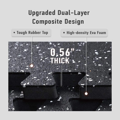 AIRHOP Interlocking Gym Floor Mats – 48 Sq Ft, Rubber Top & EVA Foam, 0.56” Thick AIRHOP