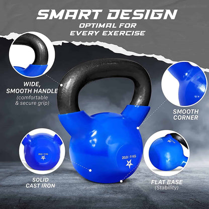 Yes4All Vinyl Coated Cast Iron Kettlebell – 5 to 50 lb Weights Yes4All