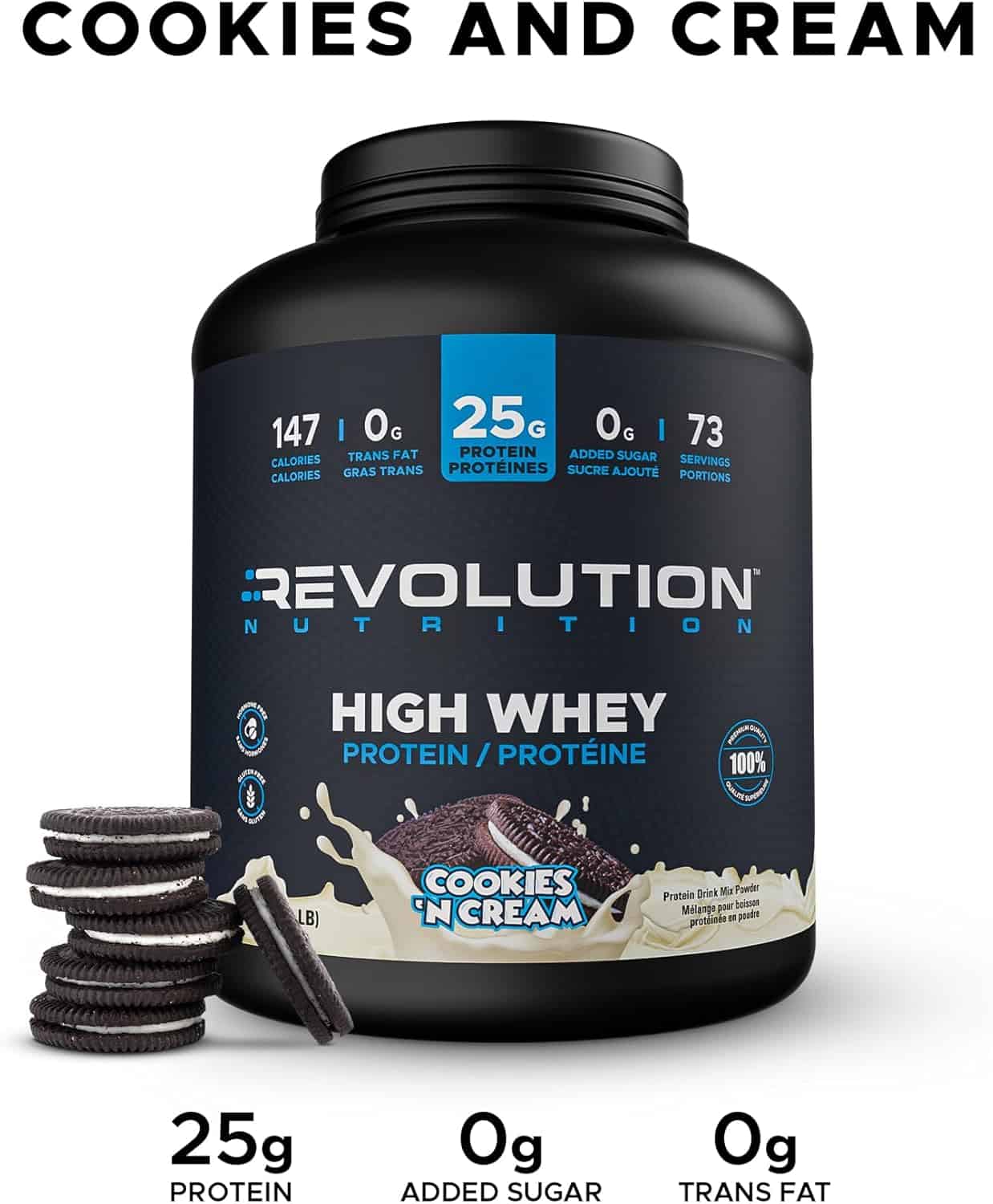 Revolution High Whey Whey Isolate Protein Powder 6LB, Cookies and Cream Revolution Nutrition