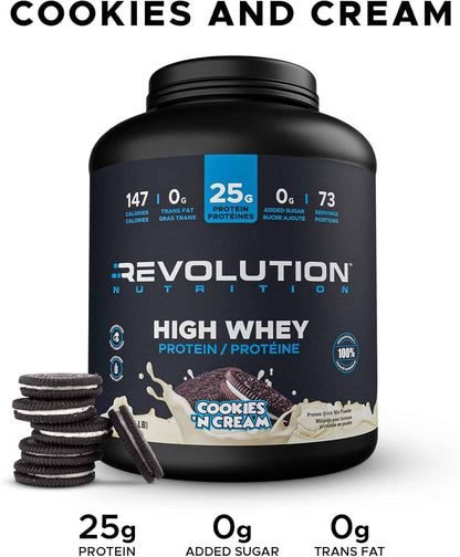 Revolution High Whey Whey Isolate Protein Powder 6LB, Cookies and Cream Revolution Nutrition