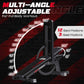 Multi-angle adjustable gym bench with angle measurement indicators on a black and red background.