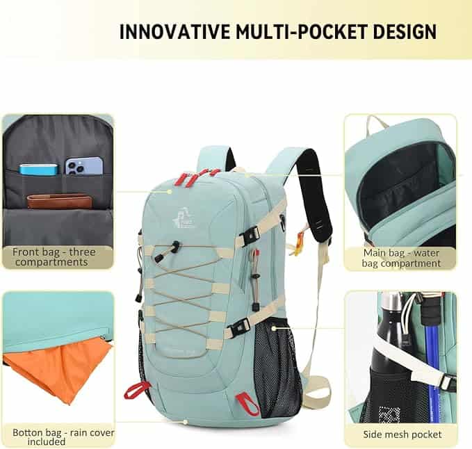 Bseash 40L Waterproof Hiking Backpack with Rain Cover – Lightweight Camping Daypack for Travel, Climbing, Skiing, and Outdoor Adventures FitCore Supply