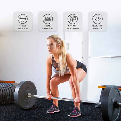 AIRHOP Interlocking Gym Floor Mats – 48 Sq Ft, Rubber Top & EVA Foam, 0.56” Thick AIRHOP