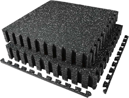 AIRHOP Interlocking Gym Floor Mats – 48 Sq Ft, Rubber Top & EVA Foam, 0.56” Thick AIRHOP