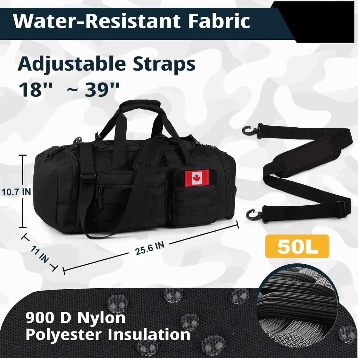 Tactical Gym Bag for Men & Women – 50L Large 3-in-1 Water-Resistant Sports Duffle with Shoe Compartment, Wet Pocket & Backpack Straps ATRIPACK