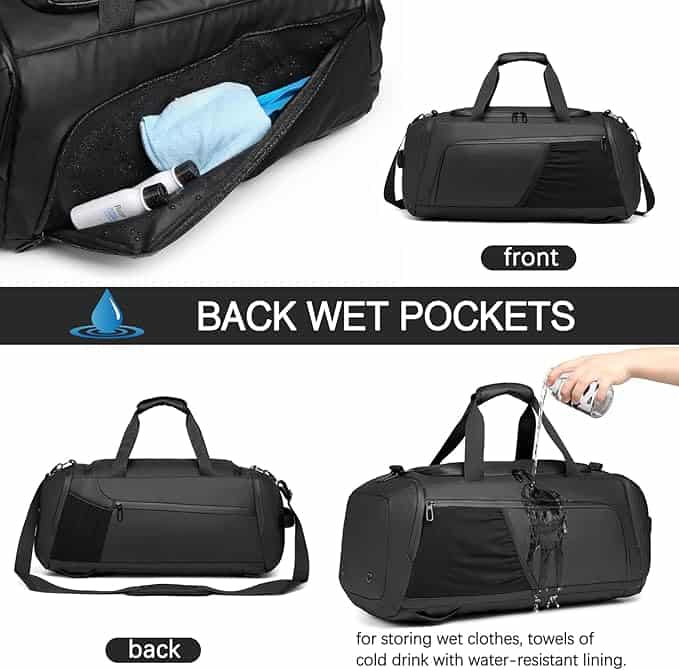 Waterproof 3-in-1 Gym Duffle Bag – Large 40L Sports, Travel & Overnight Bag with Shoe Compartment & Wet Pocket for Men & Women Moulyan