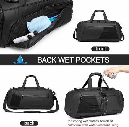Waterproof 3-in-1 Gym Duffle Bag – Large 40L Sports, Travel & Overnight Bag with Shoe Compartment & Wet Pocket for Men & Women Moulyan
