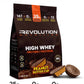 Revolution Nutrition High Whey Protein Peanut Butter Cup package with nutritional information.
