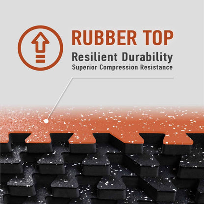 AIRHOP Interlocking Gym Floor Mats – 48 Sq Ft, Rubber Top & EVA Foam, 0.56” Thick AIRHOP