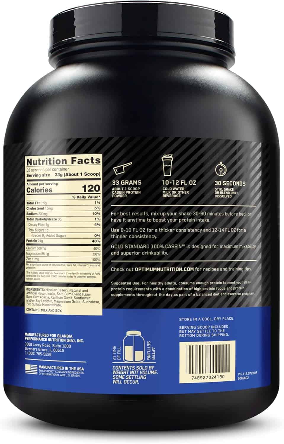 OPTIMUM NUTRITION GOLD STANDARD 100% MICELLAR CASEIN OPTIMUM NUTRITION