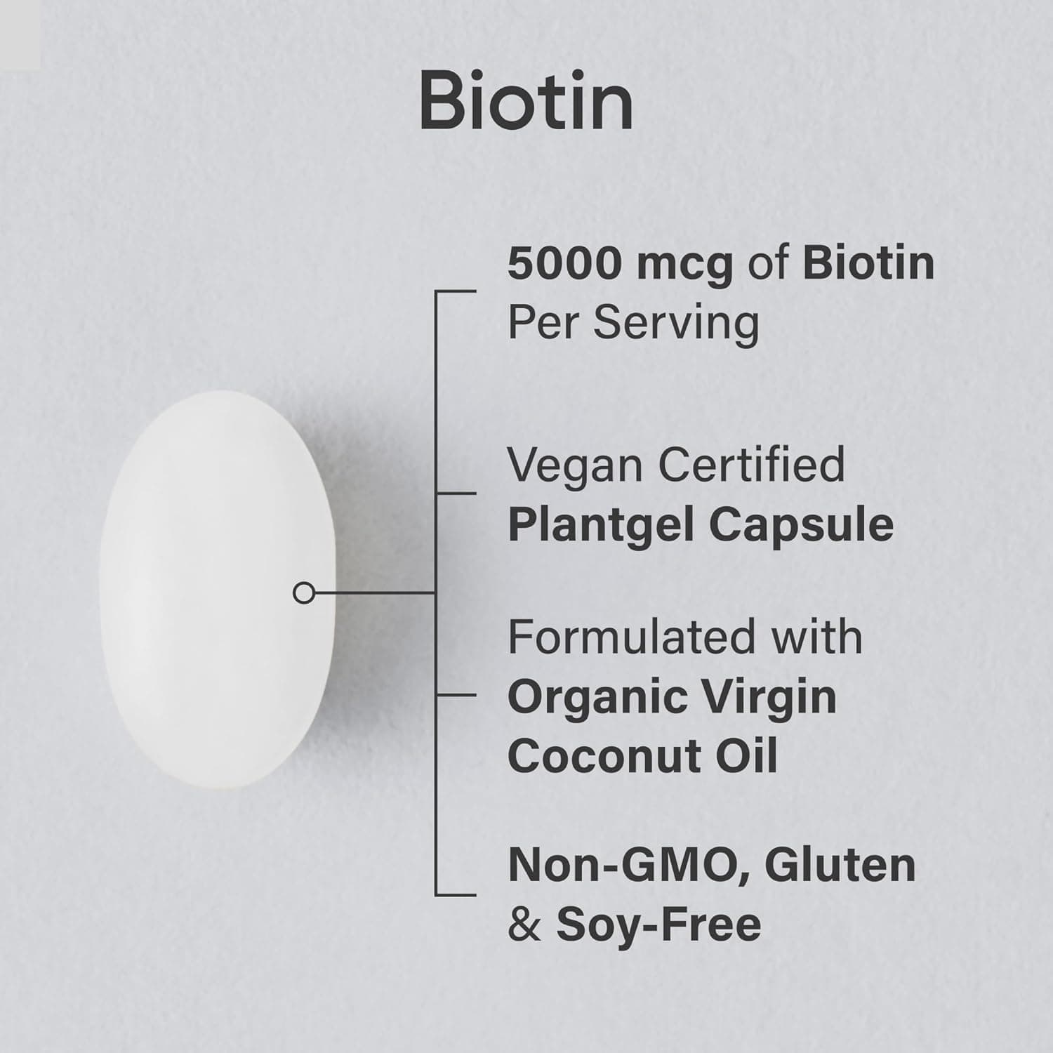 Sports Research Vegan Biotin 5000mcg Softgels with 5000 mcg Biotin, vegan certified, and organic virgin coconut oil