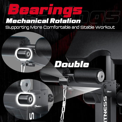 Fitness equipment with 'Bearings' text and 'Double' feature on a dark background