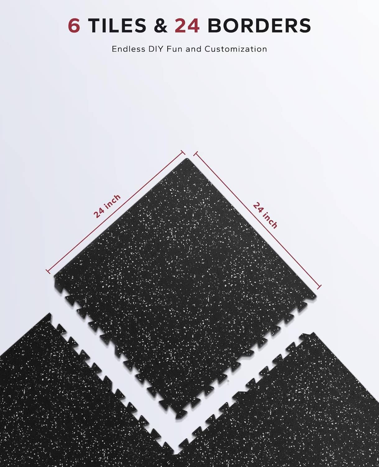 Exercise Equipment Mats – 6-Piece Interlocking Rubber & EVA Foam Tiles (24 sq ft) | Heavy-Duty Non-Slip Home Gym Flooring for Weightlifting, Cardio & Fitness Equipment FitCore Supply