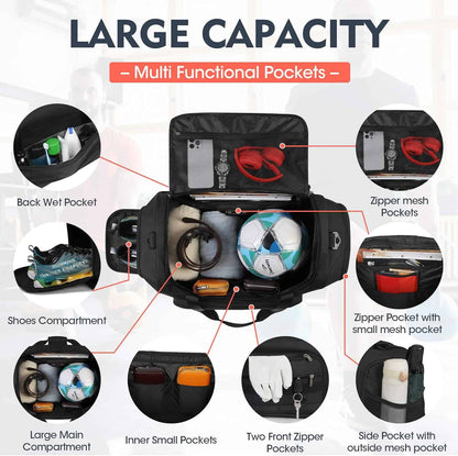 NUBILY Waterproof Gym Bag for Men – 40L/55L Large Sports Travel Duffle with Shoes Compartment