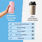 Comparison chart of goodprotein All-in-One Shakes with other plant-based protein shakes on a blue background.