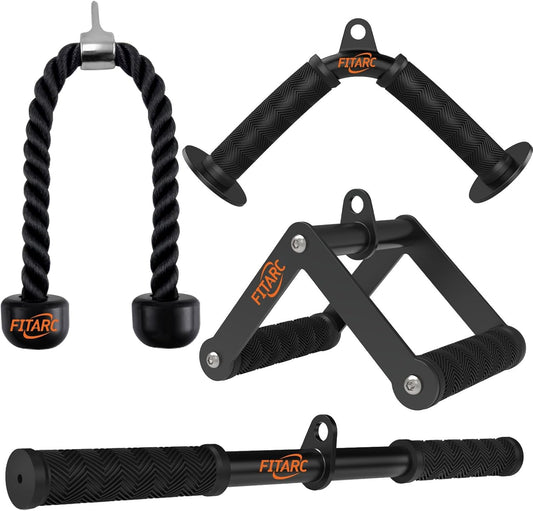Cable Machine Attachment Set, LAT Pulldown Attachments for Home Gym Equipment, Tricep Pull down Attachment for Home Gym Accessories, LAT Pull down Bar and Tricep Rope Cable Attachment