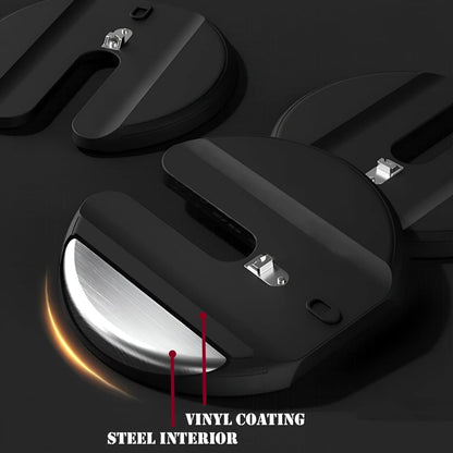 Close-up of a car door handle with vinyl coating on a black background