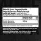 Nutritional label for a supplement with black background and white text.