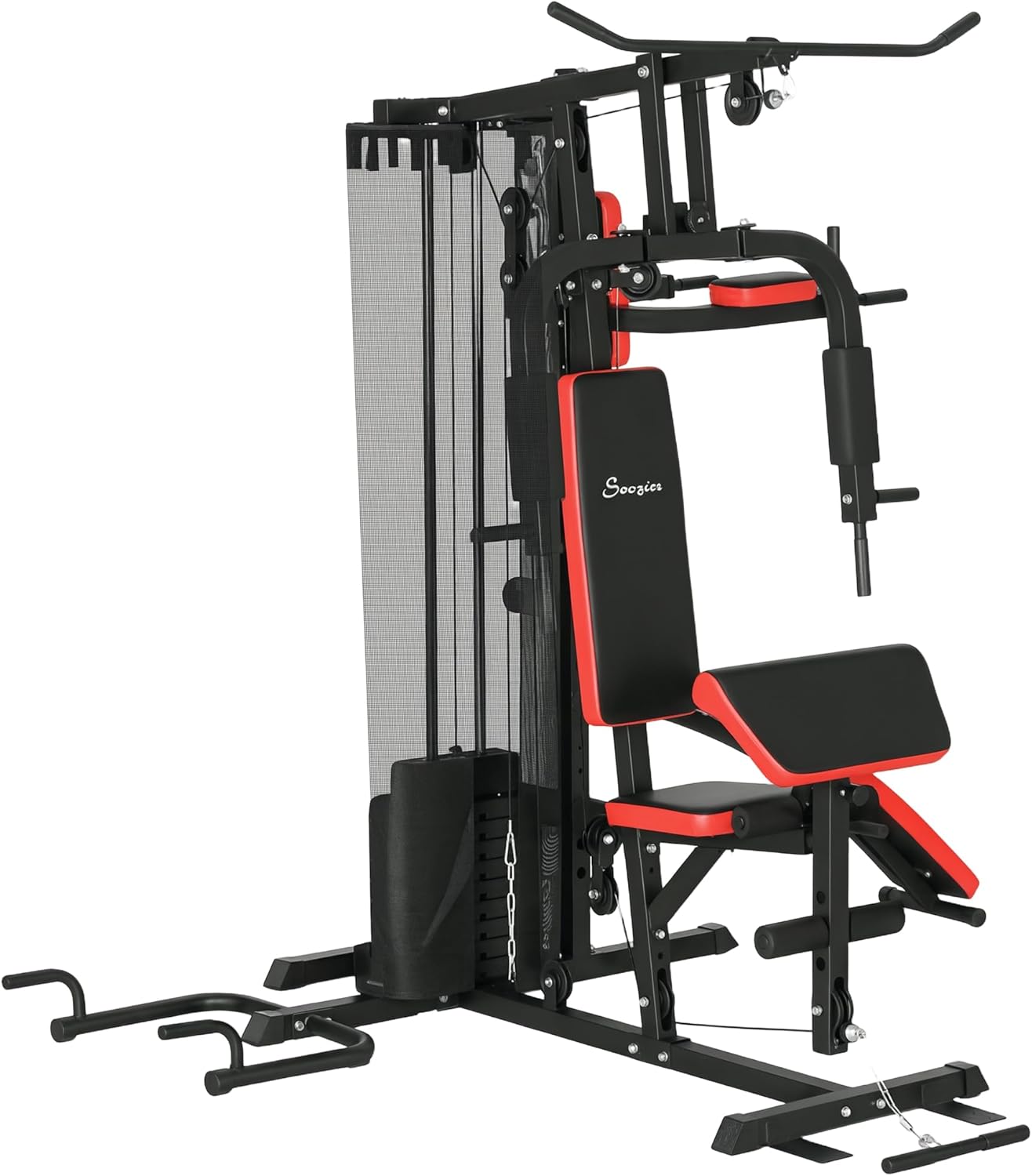 Black and red weight lifting machine on a white background